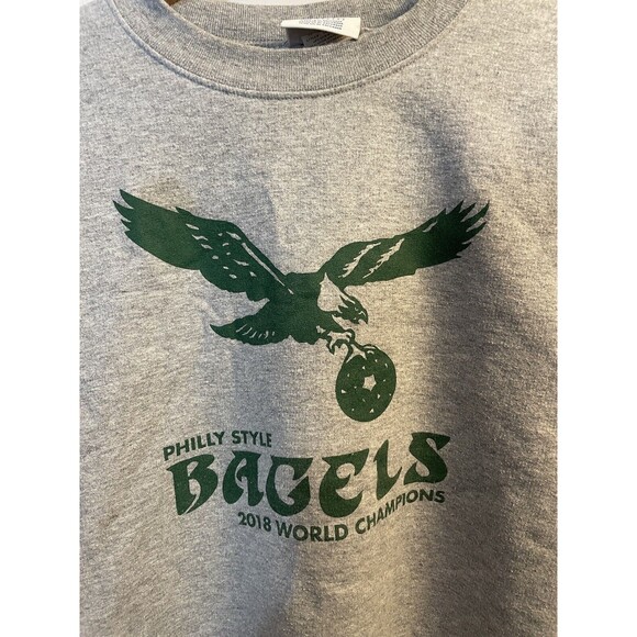Philly Style Bagels Large Gray Sweatshirt - Retro Eagles Logo - Picture 1 of 4